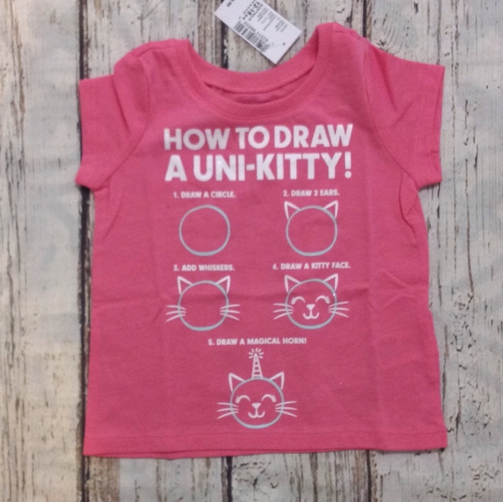 Unicorn Kitty Toddler Girls Shirt NWT 12/18m